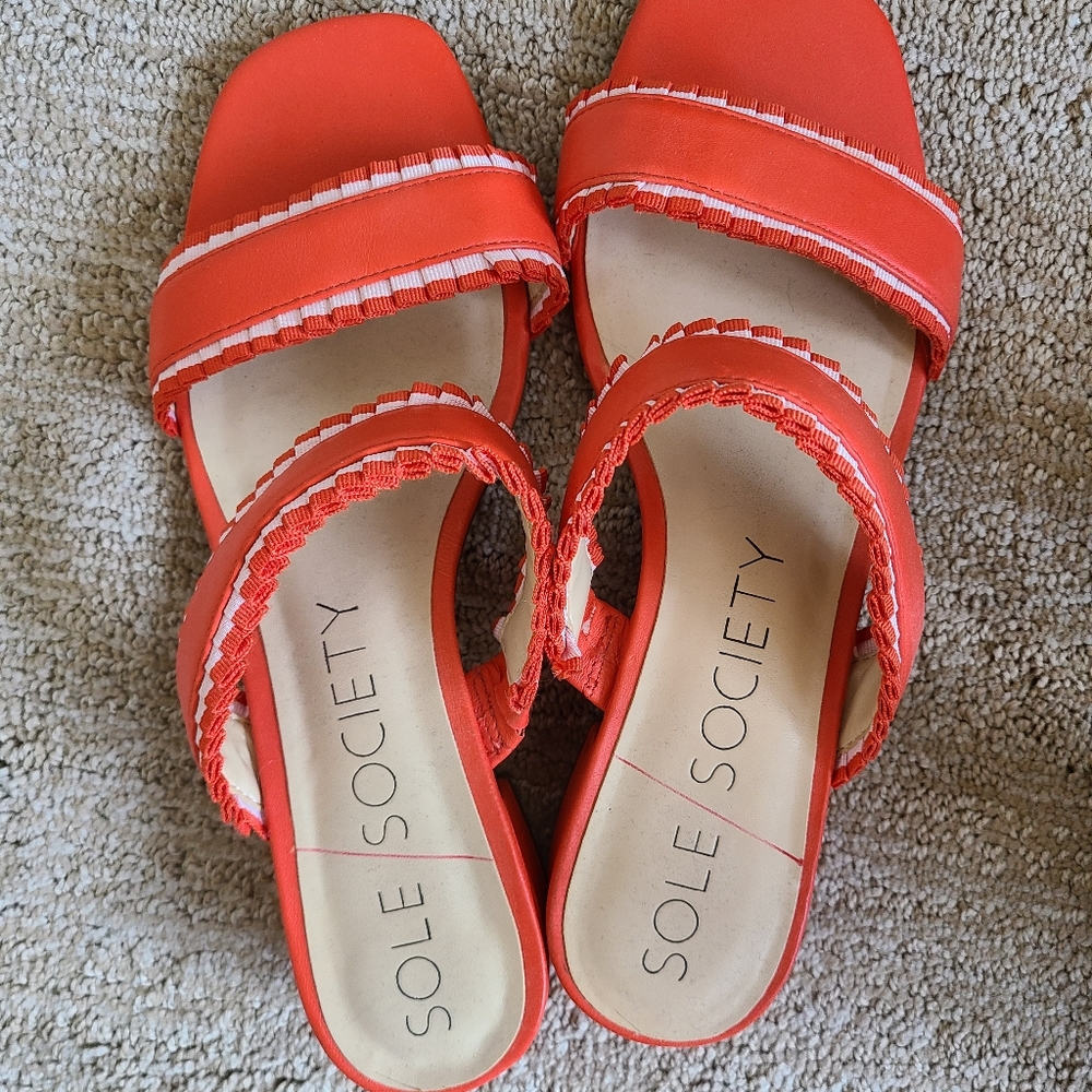 Sole Society sling back sandals in coral